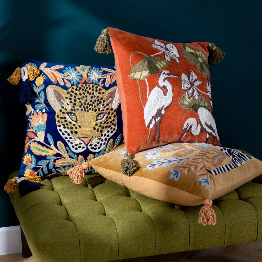 Regal Leopard Cushion Royal Blue