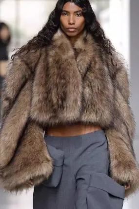 Retro imitation mink fur short coat