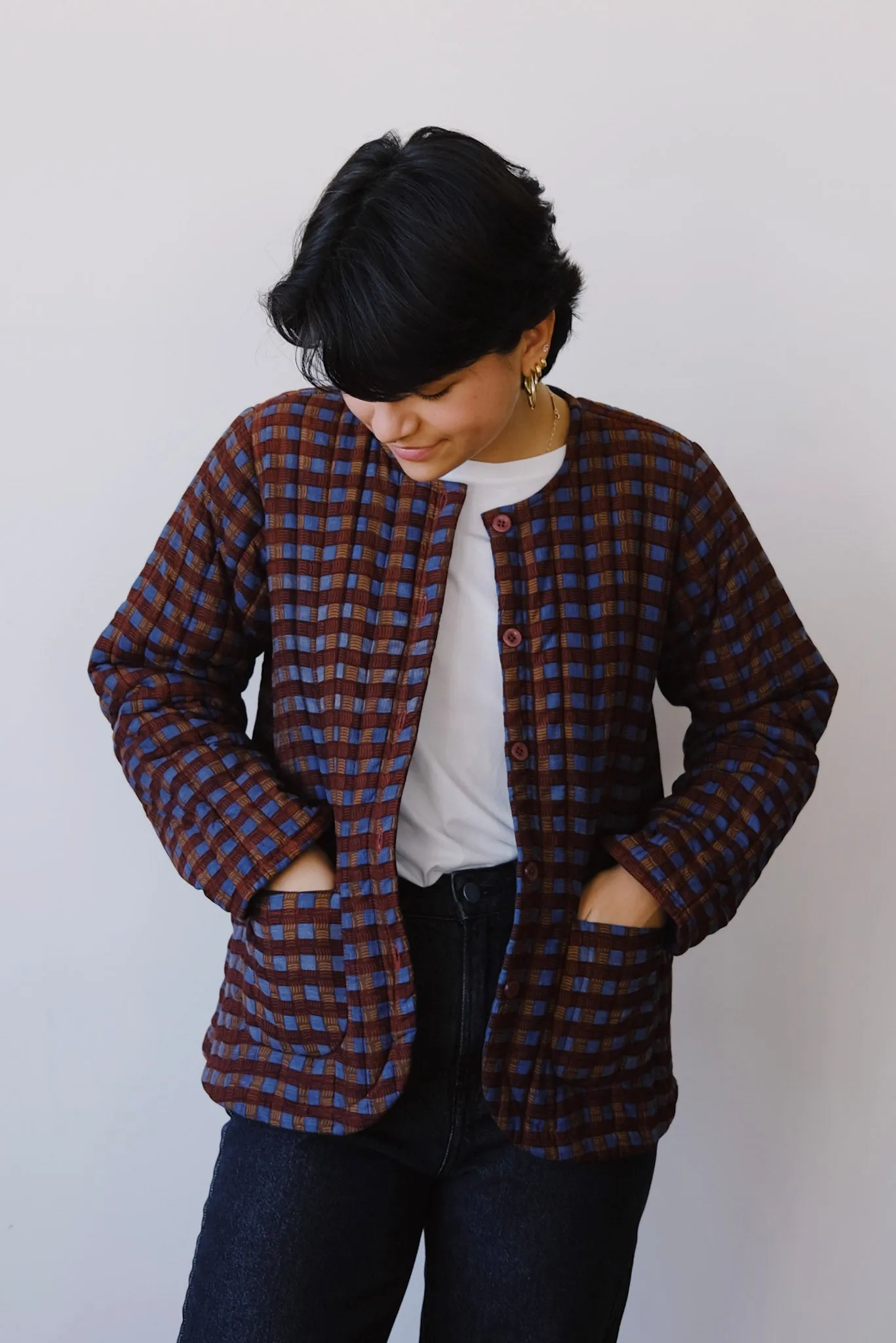 reversible quilted jacket - amyra blue