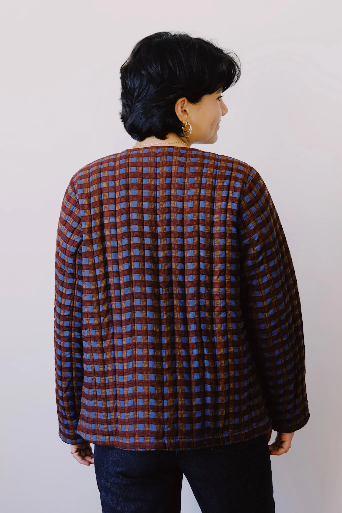 reversible quilted jacket - amyra blue
