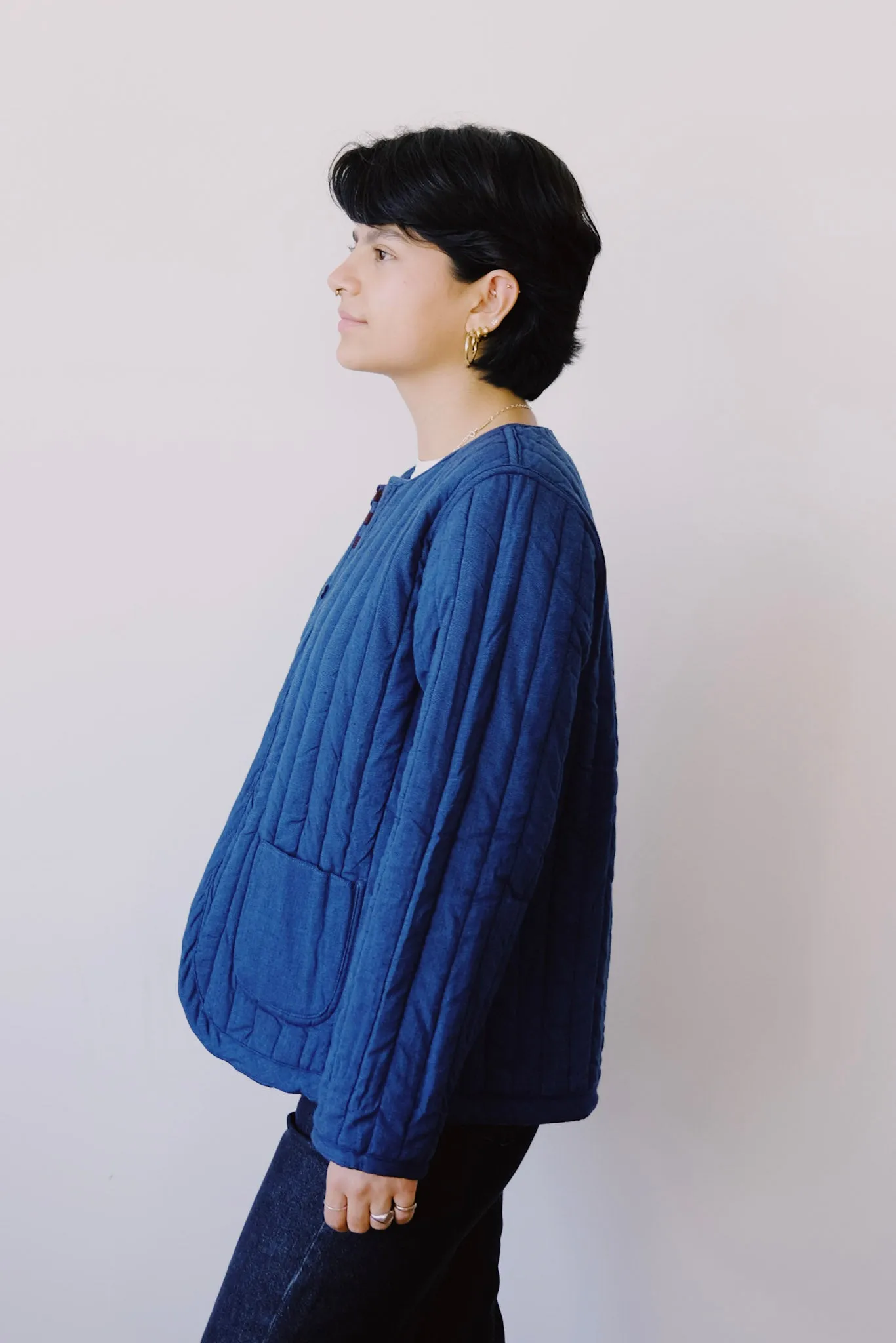 reversible quilted jacket - amyra blue