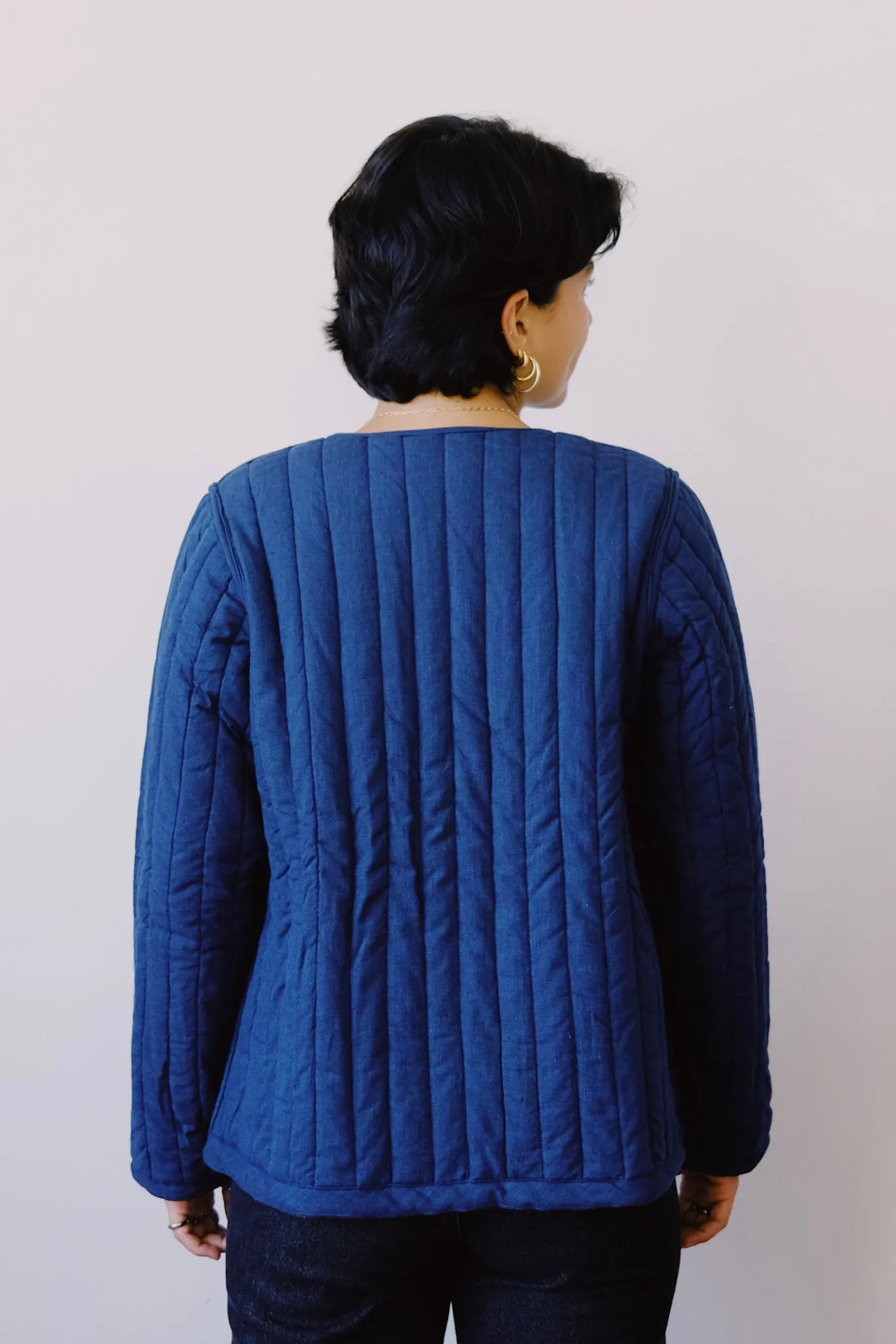 reversible quilted jacket - amyra blue