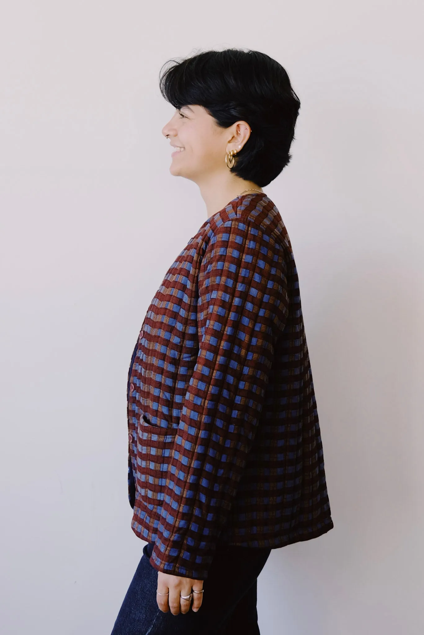 reversible quilted jacket - amyra blue