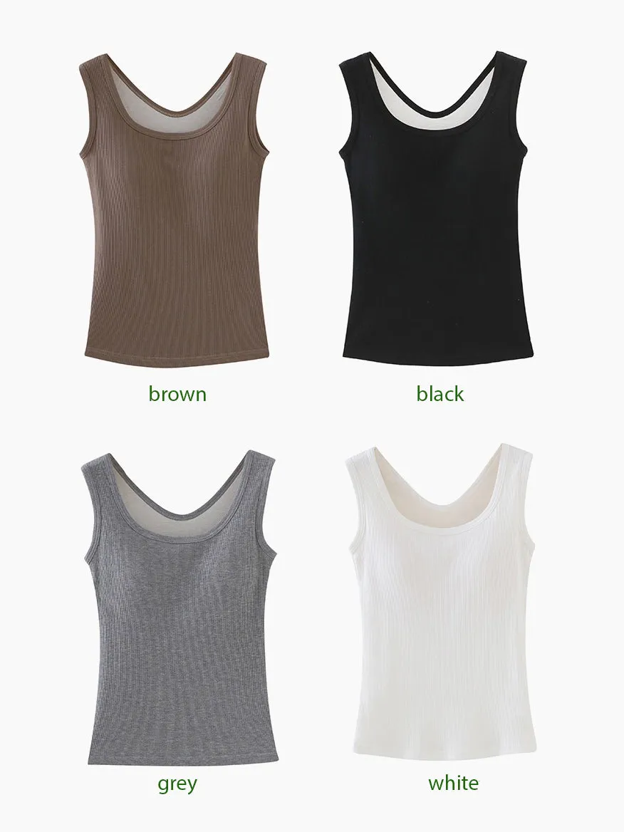 Ribbed Cotton U Neck Bra Top