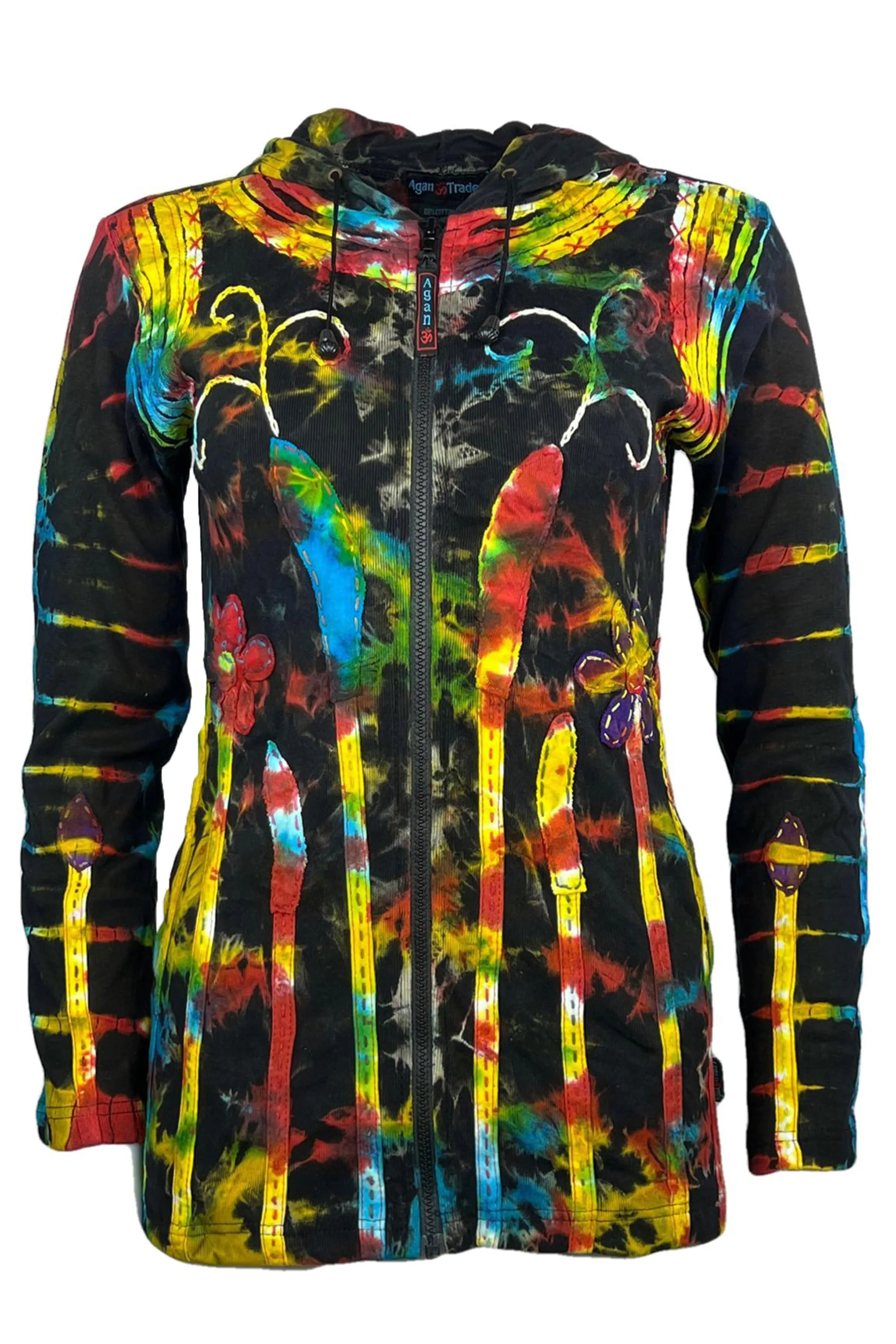 RJ 335 Women's Rib Cotton Rainbow Bohemian Hoodie Sweatshirts Jackets