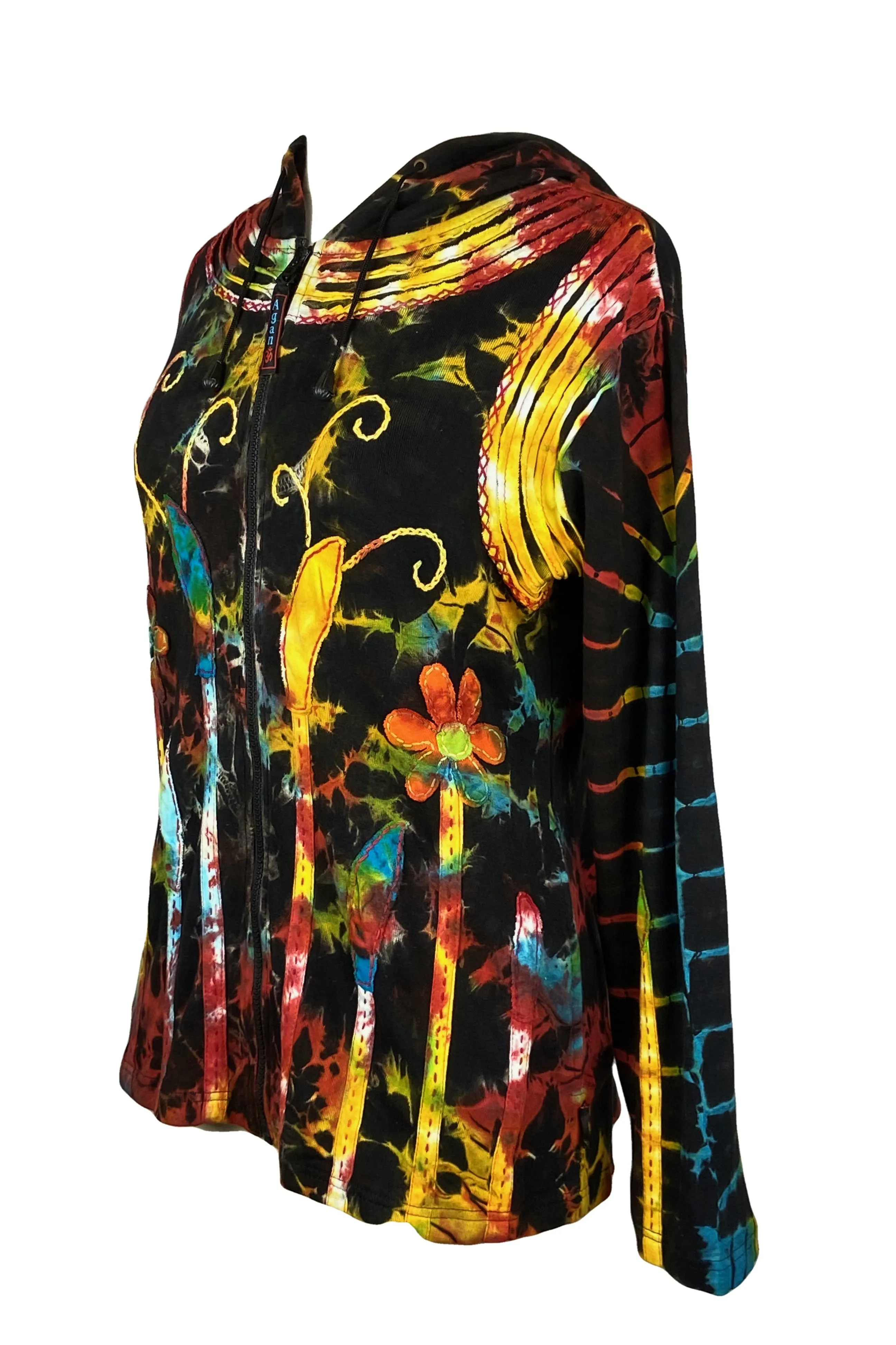 RJ 335 Women's Rib Cotton Rainbow Bohemian Hoodie Sweatshirts Jackets