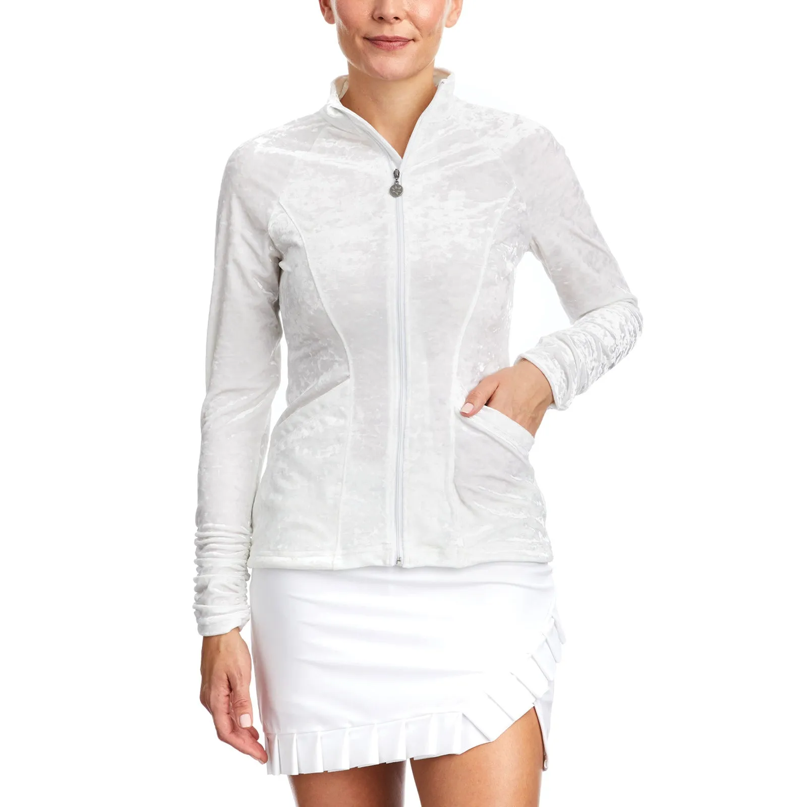 Sasha Crushed Velvet White Jacket (FINAL SALE)
