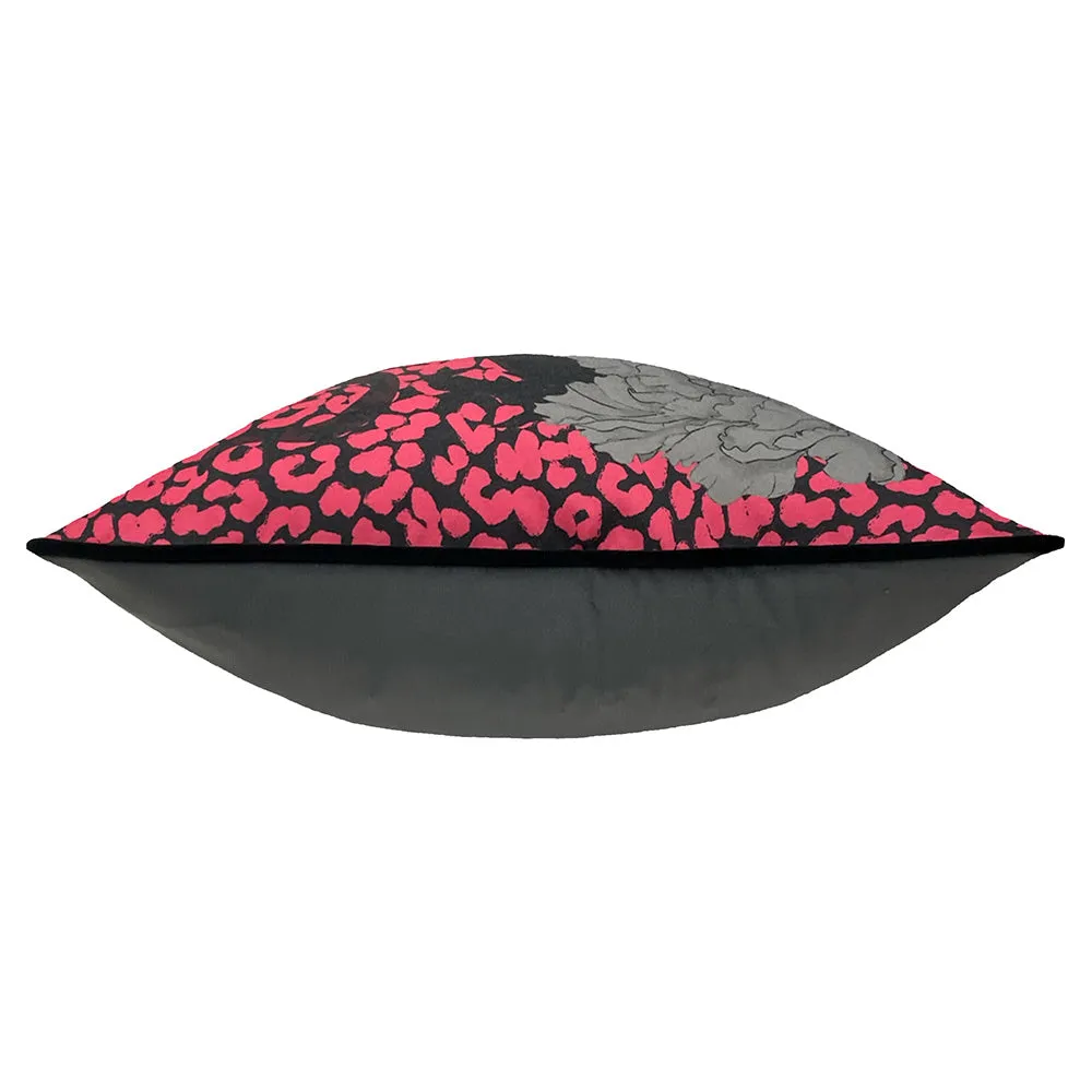 Serpentine Animal Print Cushion Pink/Charcoal