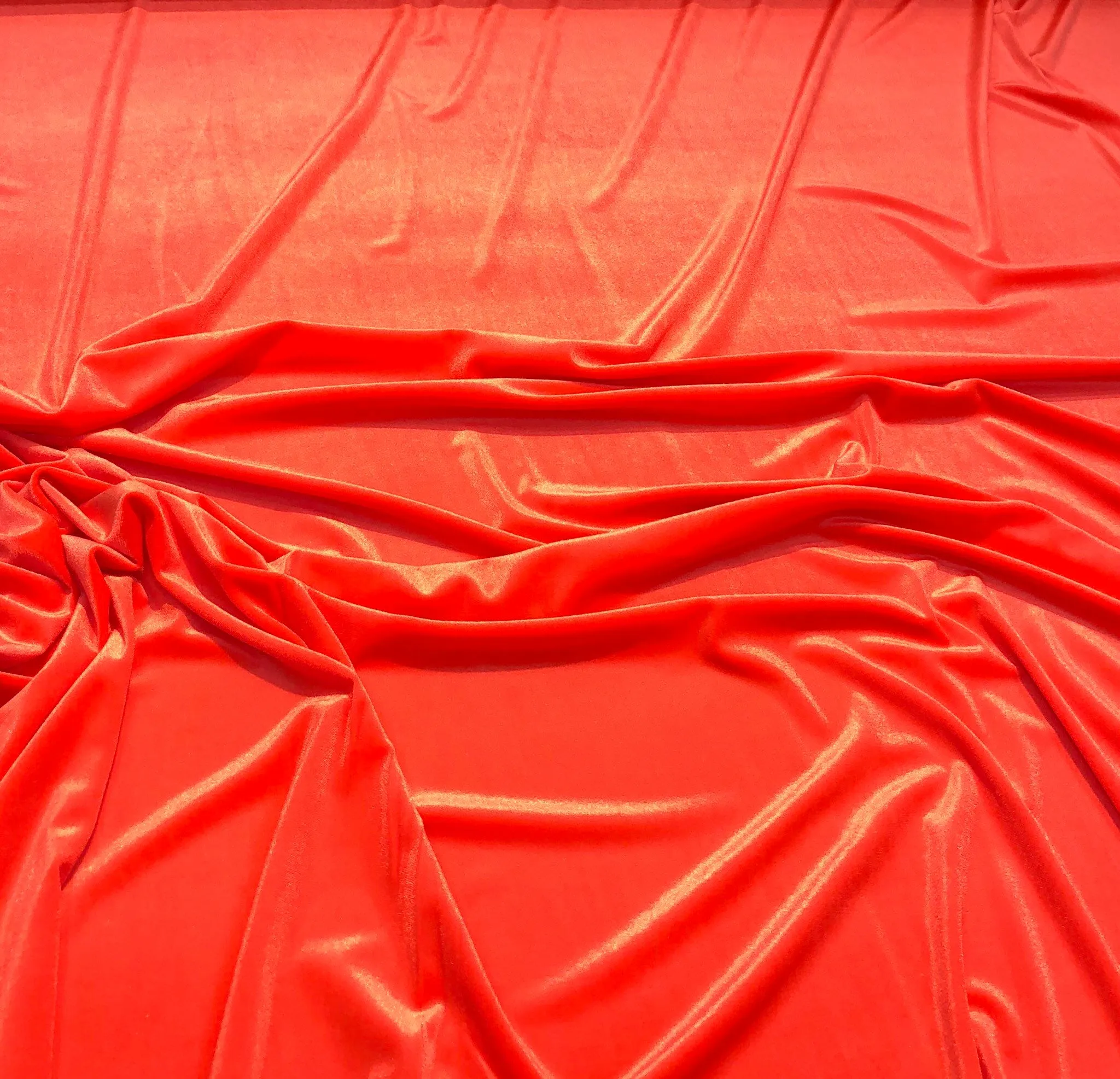 Strch velvet 60&quot; wide    Beautiful bright orange color      Fabric sold by the yard