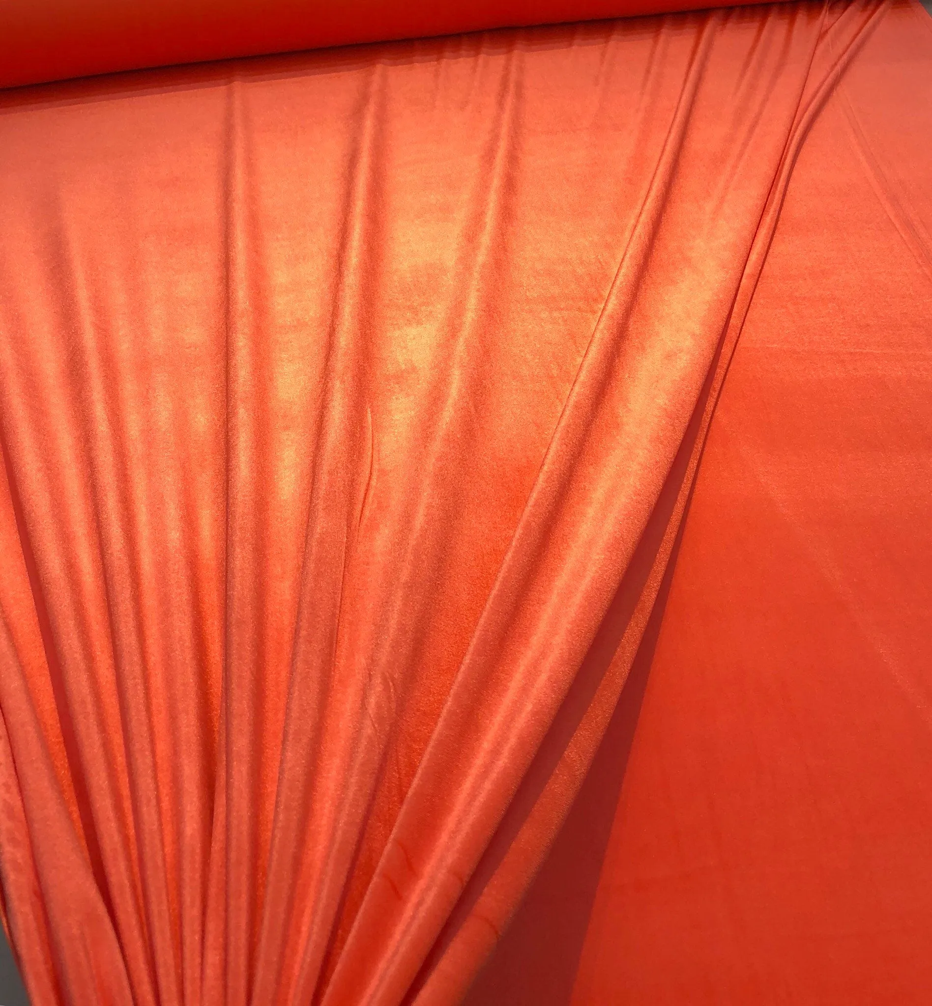 Strch velvet 60&quot; wide    Beautiful bright orange color      Fabric sold by the yard