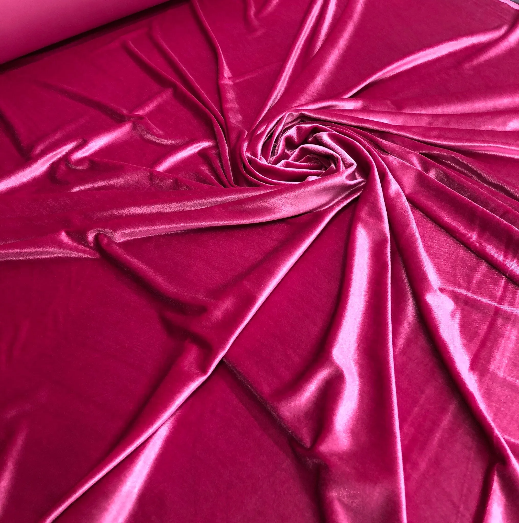 Strech velvet 60&quot; wide     Beautiful magenta color    Fabric sold by the yard