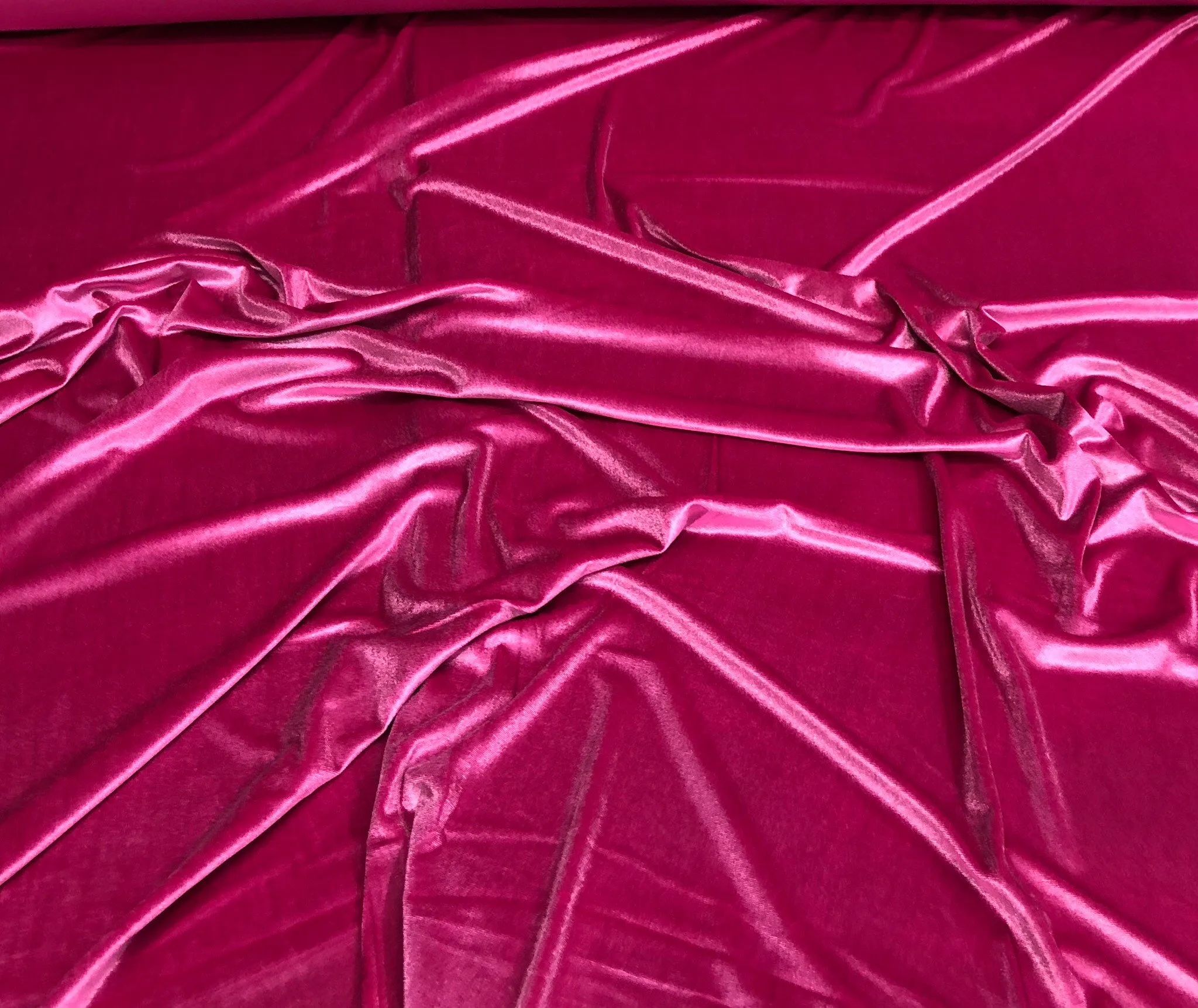 Strech velvet 60&quot; wide     Beautiful magenta color    Fabric sold by the yard