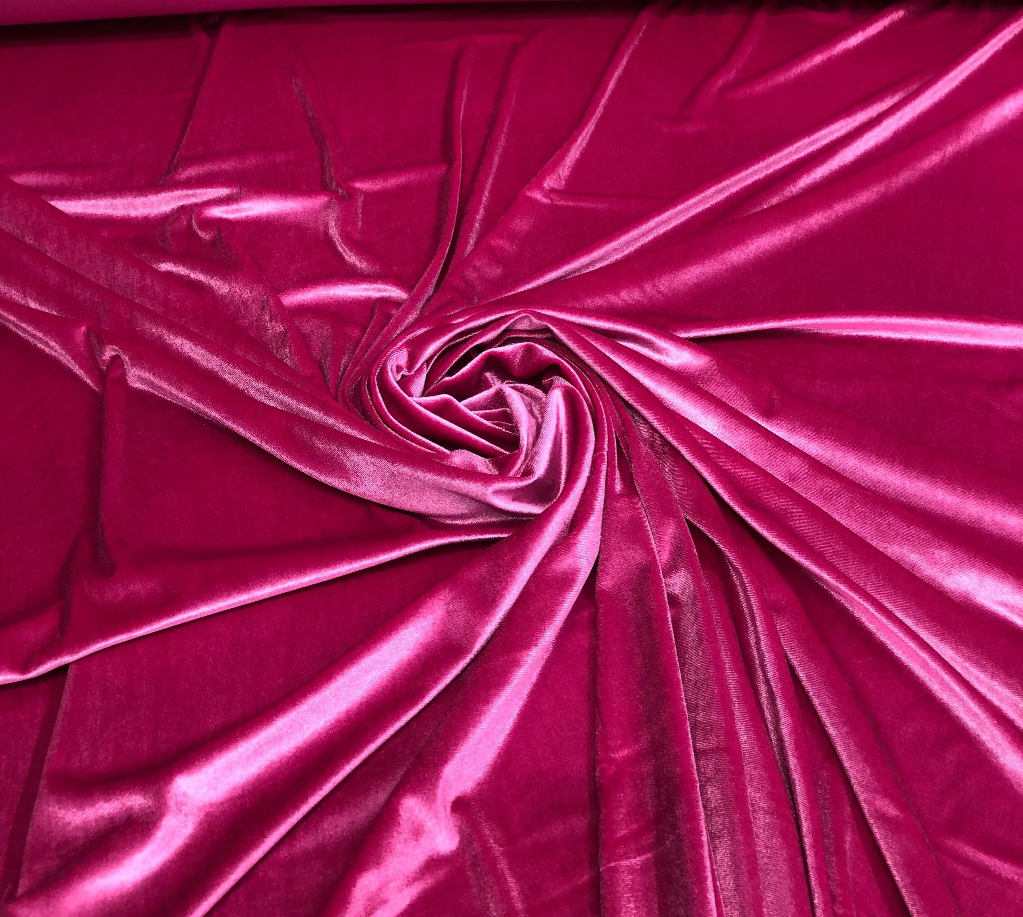 Strech velvet 60&quot; wide     Beautiful magenta color    Fabric sold by the yard