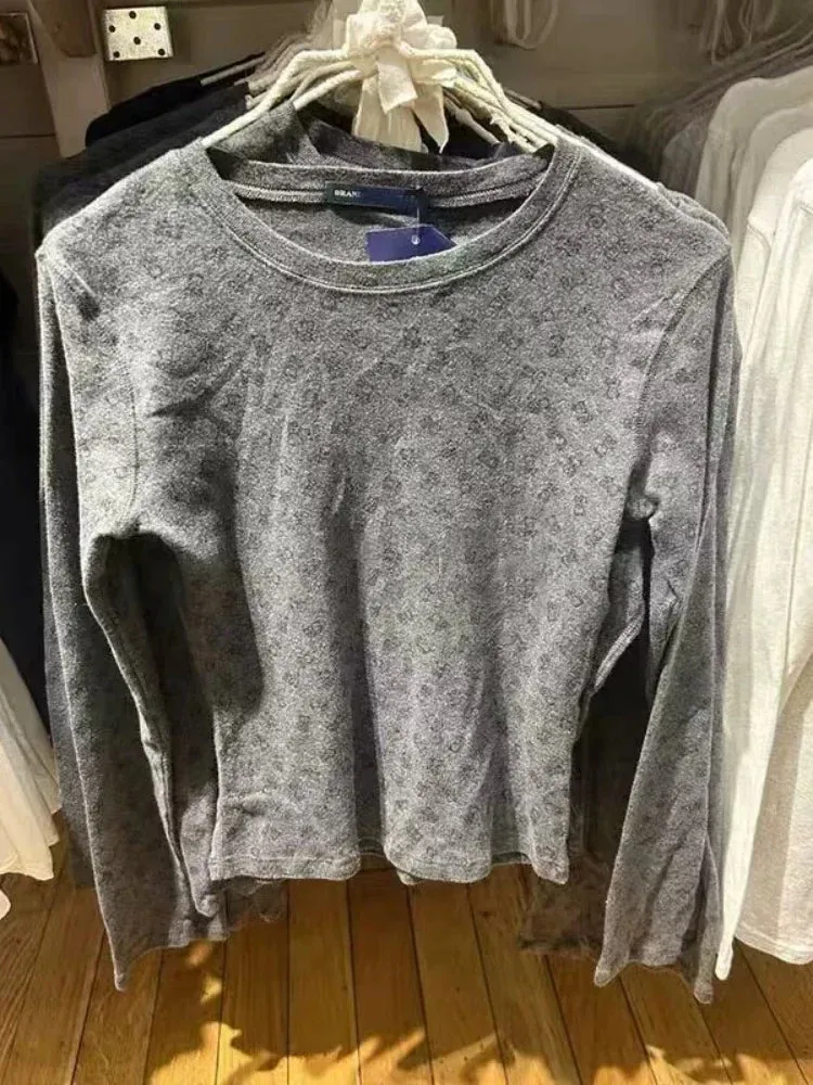 TAVIMART  -  Cotton Long-sleeved T-shirt for Women Autumn Casual Crewneck Base Layer for Female Bear Print Slim Top for ladies
