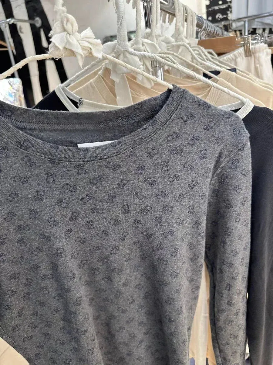 TAVIMART  -  Cotton Long-sleeved T-shirt for Women Autumn Casual Crewneck Base Layer for Female Bear Print Slim Top for ladies