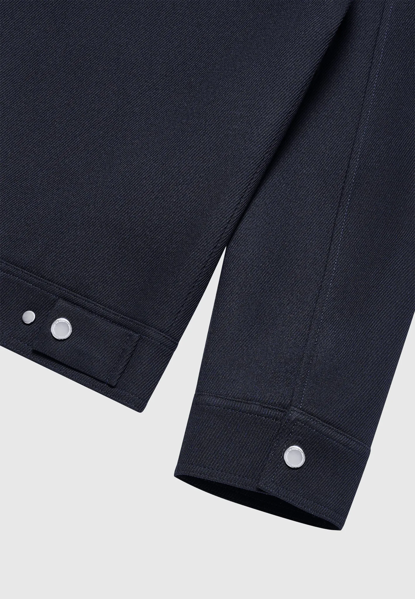 Twill Trucker Jacket with Velvet Collar - Navy