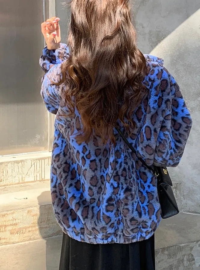 Winter Oversized Leopard Pattern Faux Fur Coat