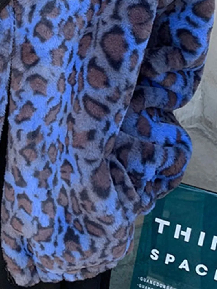 Winter Oversized Leopard Pattern Faux Fur Coat