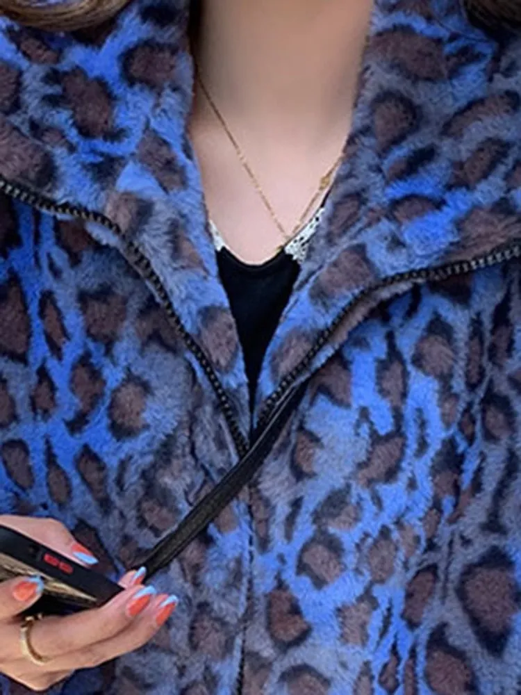 Winter Oversized Leopard Pattern Faux Fur Coat