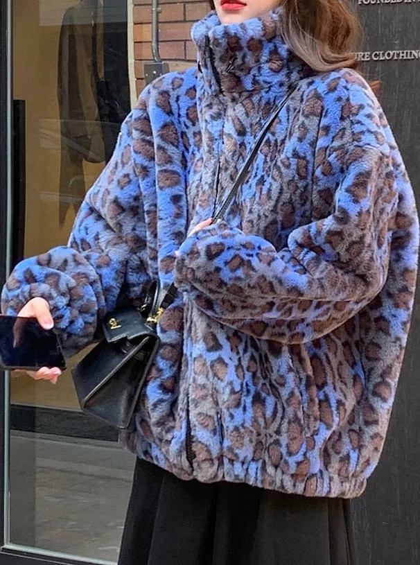 Winter Oversized Leopard Pattern Faux Fur Coat
