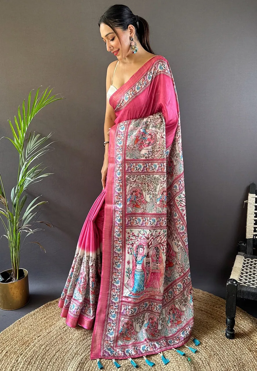 Women's Designer Pure Premium Soft Banarasi Tussar Silk Weaving Saree