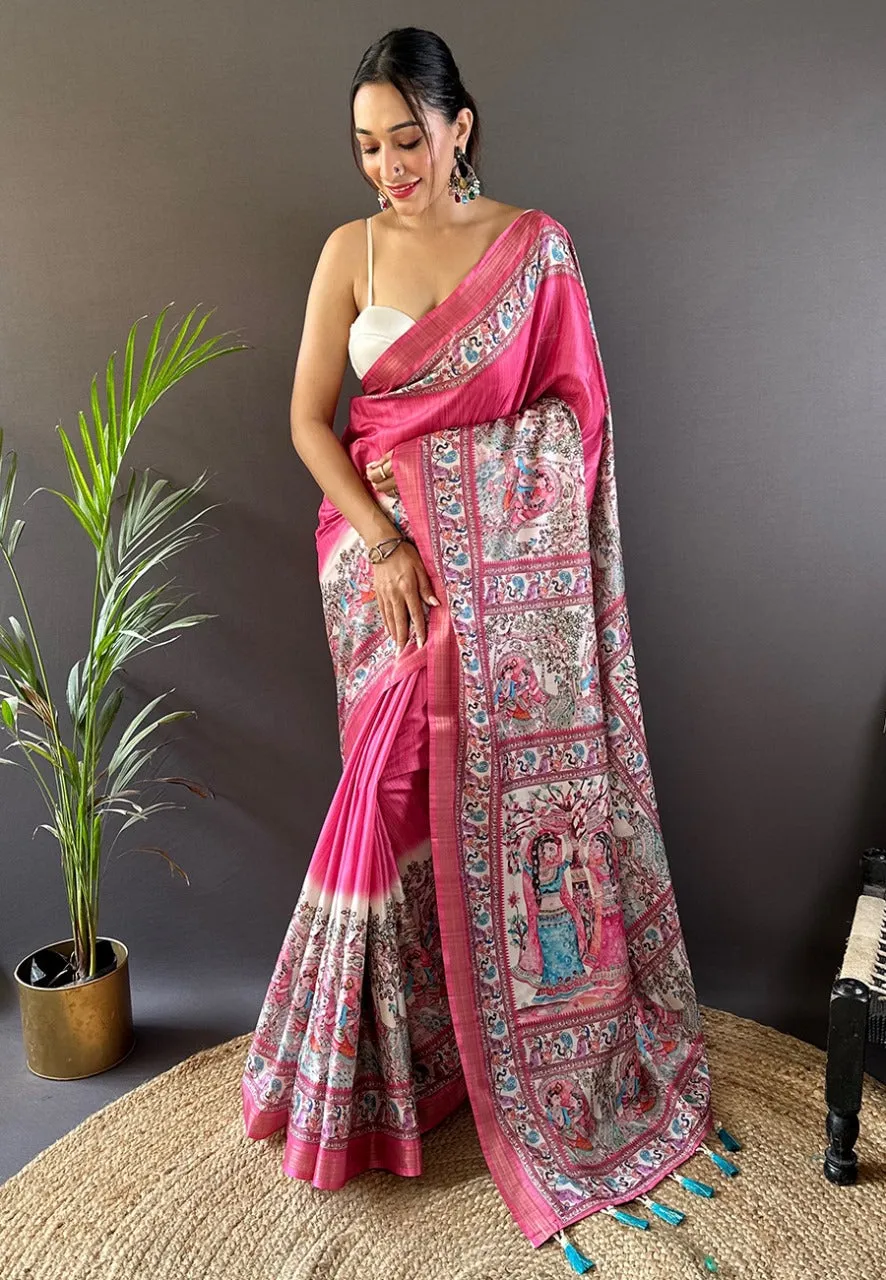 Women's Designer Pure Premium Soft Banarasi Tussar Silk Weaving Saree