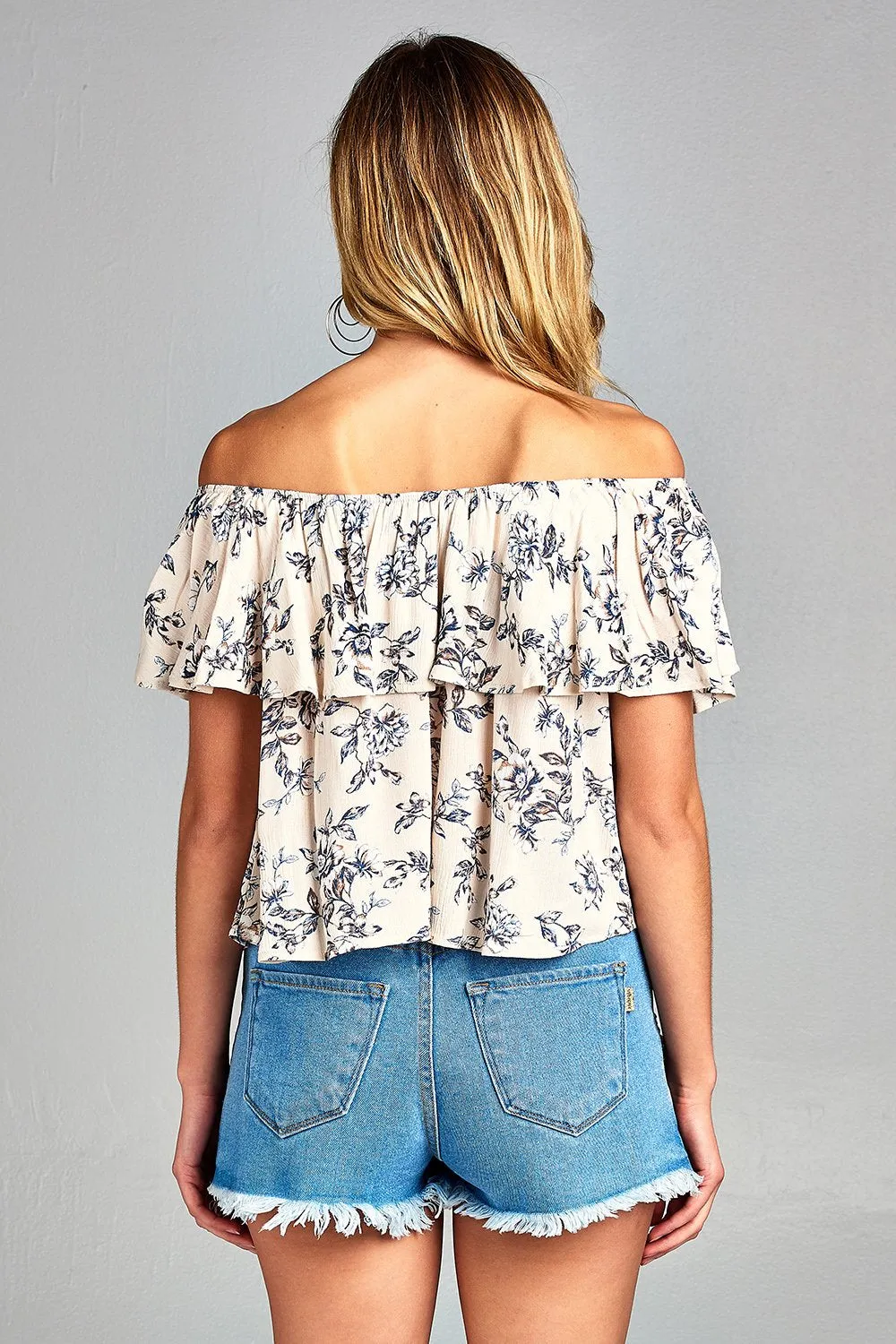 Women's Off Shoulder Layer Floral Top