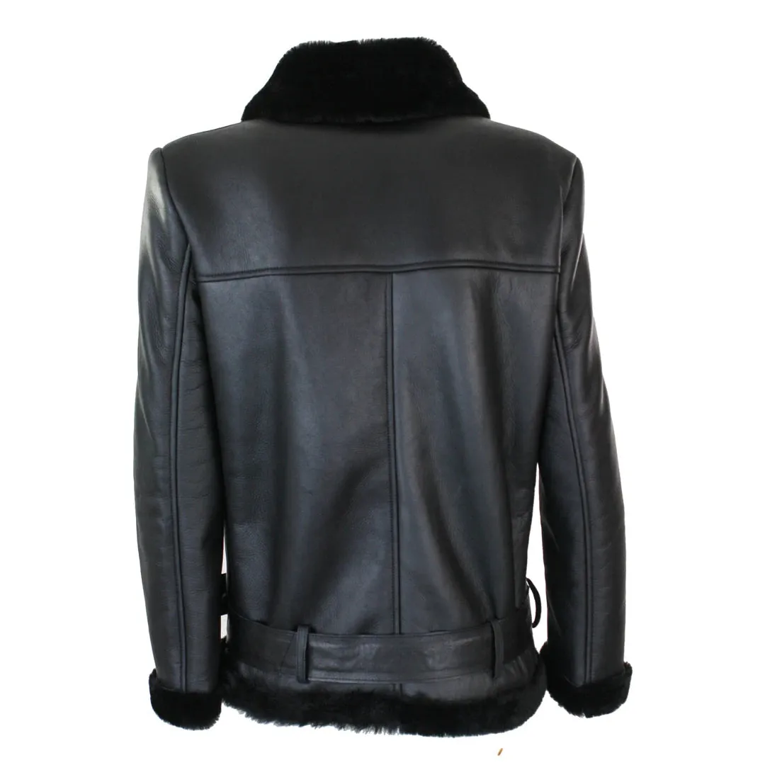 Women's Shearling Sheepskin Jacket Soft Brown Wool & Sealed Leather Outer
