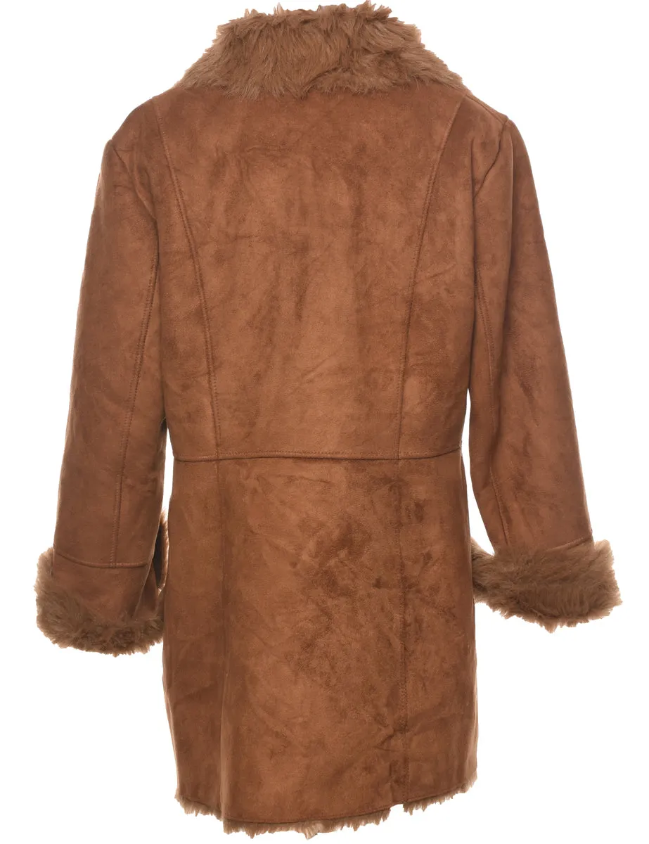 Y2K Single Breasted Shearling Jacket - L