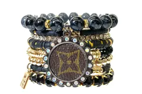 Yellow Jacket-Stacked Bracelet set- Gold Clear