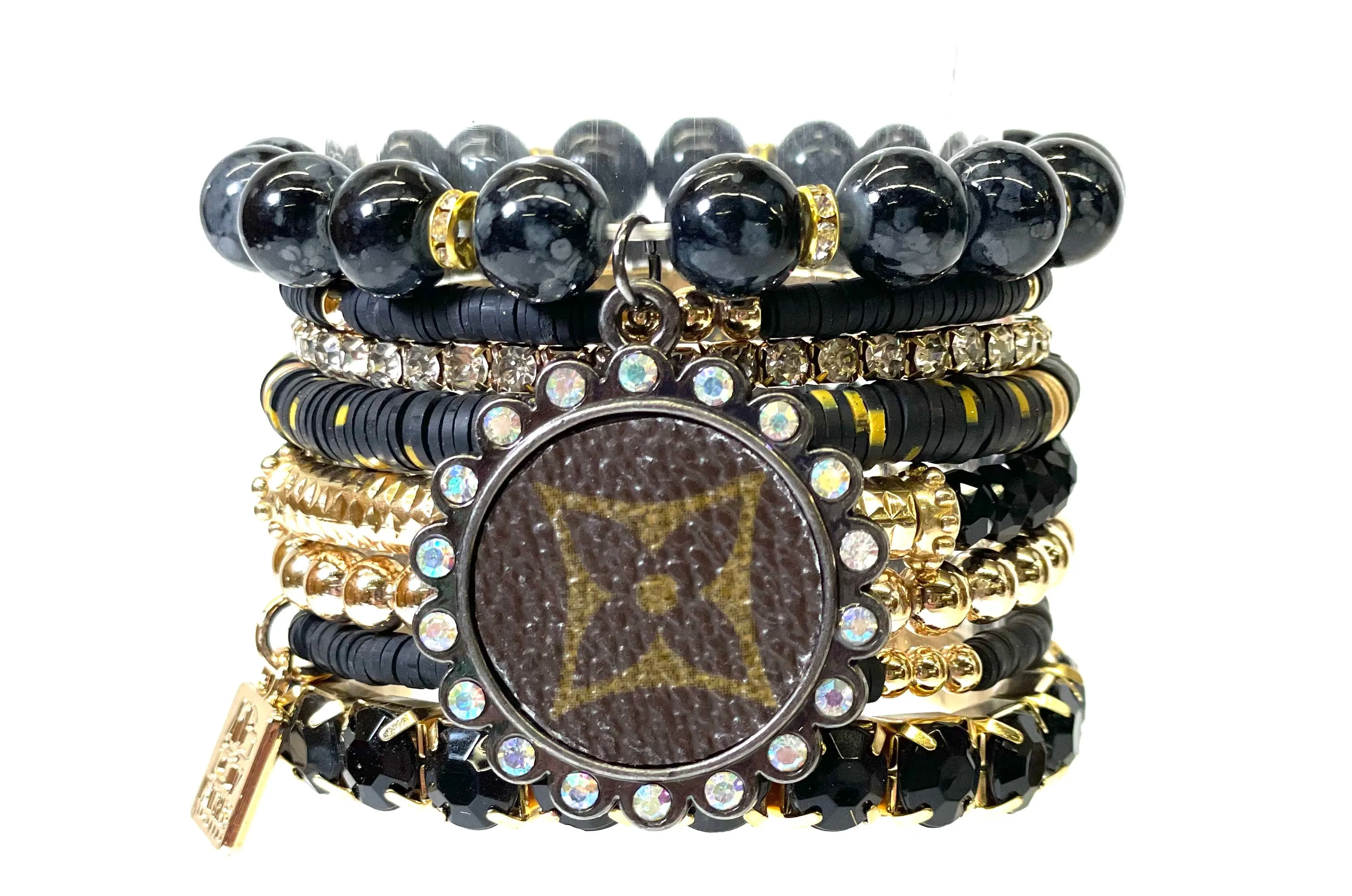Yellow Jacket-Stacked Bracelet set- Gold Clear